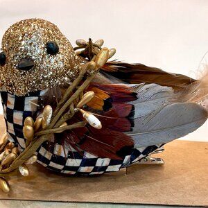Whimsical Elegance: MacKenzie-Childs Clip Feathered Songbird – NEW
